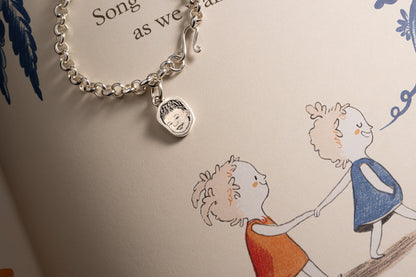 【990純銀客製化手鍊】經典親子對鍊 - 寶寶彌月/成人紀念｜人頭、圓牌、愛心、生肖吊墜